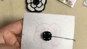 Bead embroidery in progress