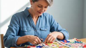 A woman remaking a kimono