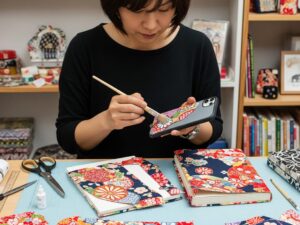 A woman in her 50s remaking a kimono